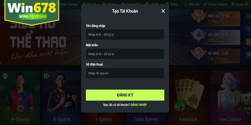 Chi tiết bước đăng ký WIN678 chính xác, thuận tiện